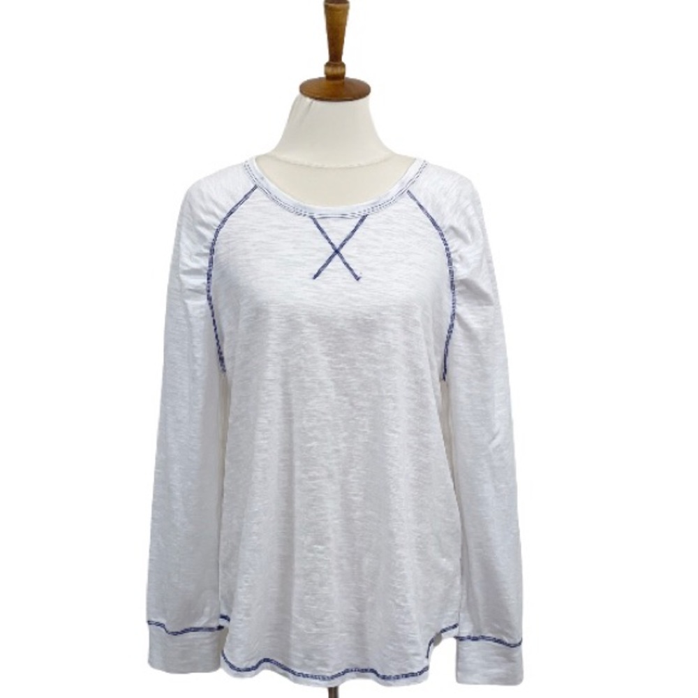 Crowned Free Top White w/Blue Stitching Size Small